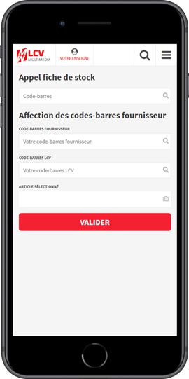 Stock|Consultez votre stock en temps réel|Scannez directement votre code-barres pour lancer la recherche|Affectez vos code-barres fournisseur depuis l'application